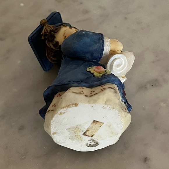 Vintage Enesco Brunette Rag doll Girl Graduate Figurine Diploma Blue Rare 3" - Picture 3 of 5